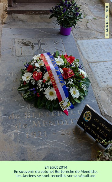 Hommage au colonel Edmond Berterèche de Menditte : la sépulture de notre Ancien