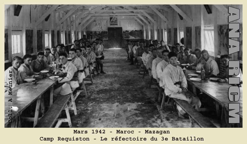 Maroc, Mazagan, camp requiston, réfectoire du 3e bataillon